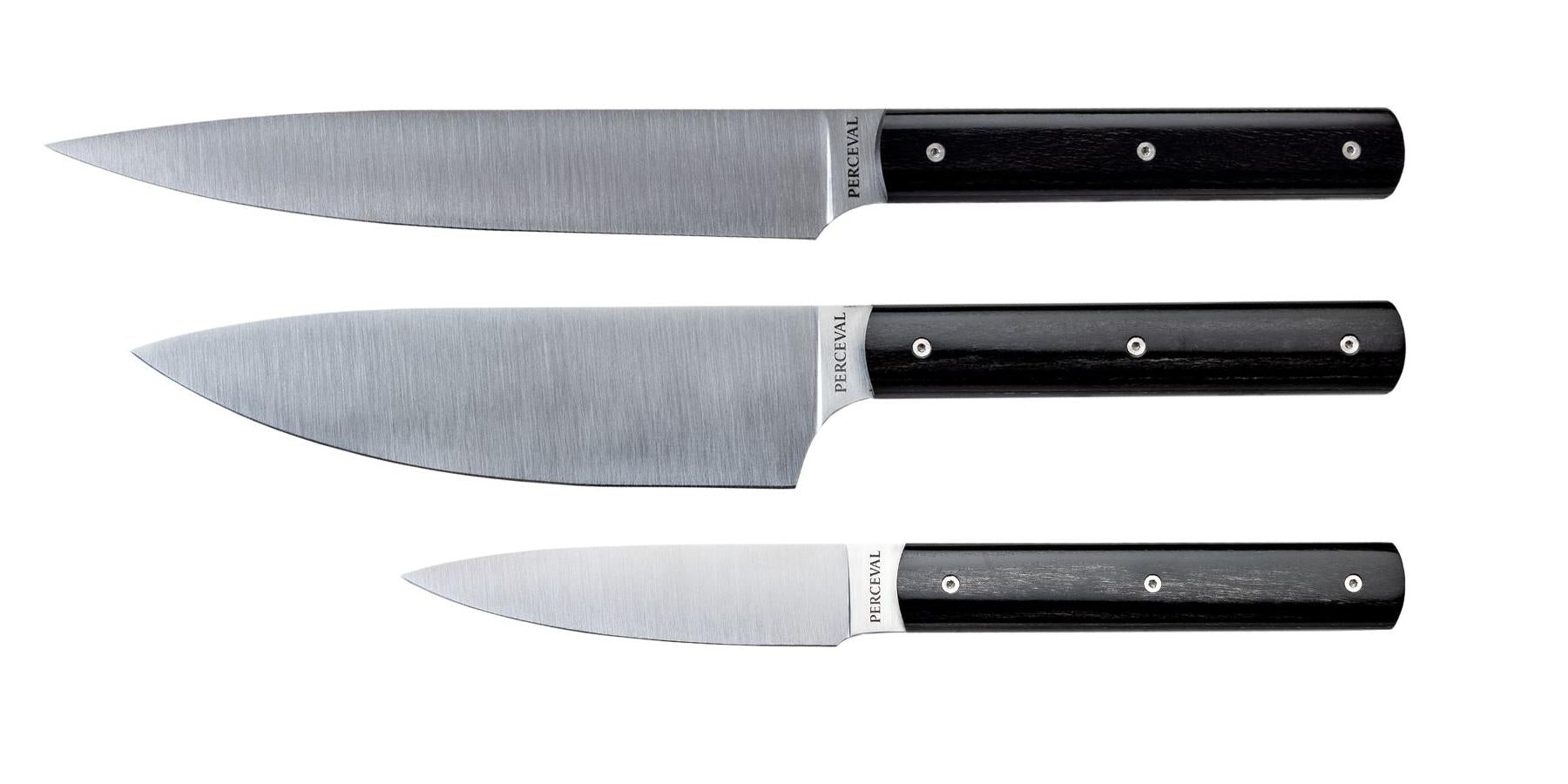 Set de 3 couteaux de cuisine Pakkawood – Office 10, Éminceur 15 & Trancheur 20 – Fabrication française